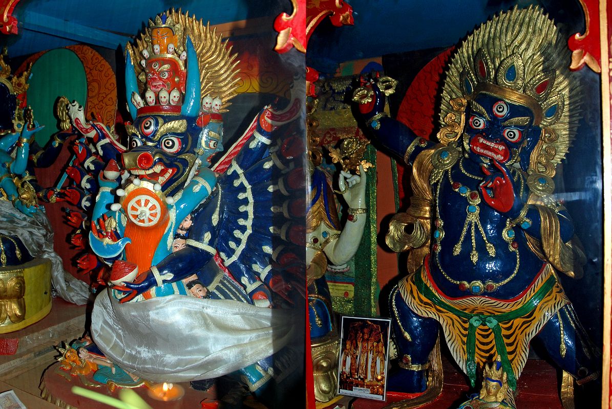 25 Trugo Gompa Statues Of Yamantaka And Vajrapani Trugo Gompa has statues of Yamantaka in yab yum with his consort and Vajrapani. Yamantaka (Tib. Dorje Jigje), the ferocious emanation of Manjushri (Bodhisattva of wisdom), comes from Yama 
